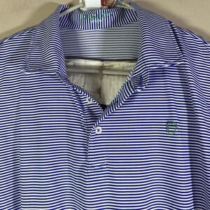 B.Draddy Performance Golf Polo Shirt Blue Teal Stripe  Mens XL Casual PGA